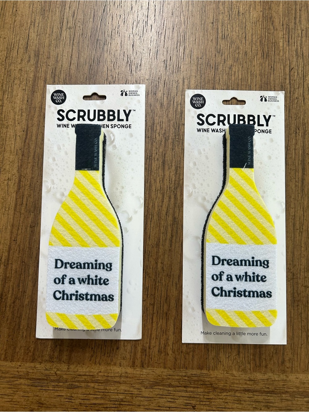 🆕 “Dreaming of a white Christmas” Scrubbly Wine Wash Kitchen Sponge 🍷 🧽 set of 2